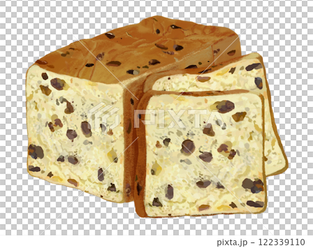 Raisin Bread (loaf and slice) 122339110