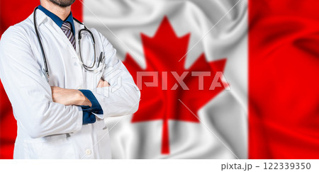 National Health System of Canada. Canada health and medical insurance concept 122339350