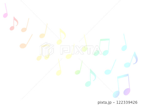 上から流れるようにランダムに並ぶパステルカラーのグラデーション音符イラスト 上から流れるようにランダムに並ぶパステルカラーのグラデーション音符イラスト 122339426