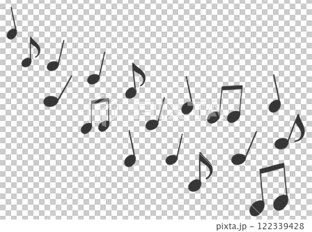 An illustration of musical notes arranged randomly from above An illustration of musical notes arranged randomly from above 122339428