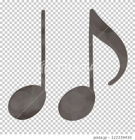 二つ並んだ音符 手描き水彩イラスト 122339430
