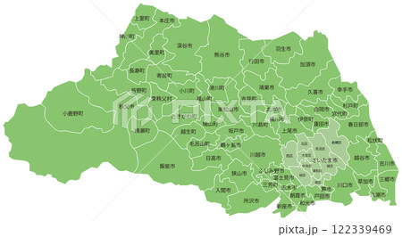 分割できる【さいたま県】地図　区市町村名あり 122339469