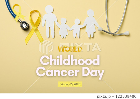Childhood Cancer Day, a family figure with a stethoscope, created with Generative AI technology. Childhood Cancer Day, a family figure with a stethoscope, created with Generative AI technology. 122339480