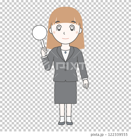 拿著方鈔的女商人A(素色全身單手) 拿著方鈔的女商人A(素色全身單手) 122339555