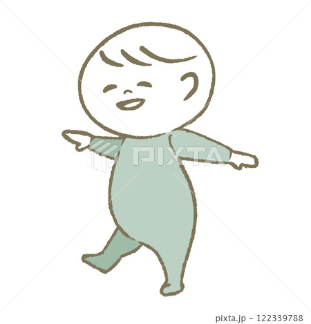 笑顔で歩く赤ちゃん（水色） 122339788