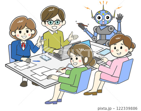 ビジネスミーティングAIロボットの手を借りたけど協調性は勉強中! ビジネスミーティングAIロボットの手を借りたけど協調性は勉強中! 122339886