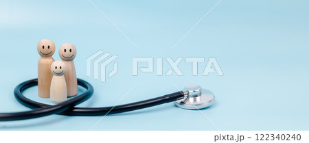 Minimal design with medicine equipment stethoscope on pastel blue background, Instrument device for doctor, Medical instrument, Health care life insurance concept, Hospital life insurance concept Minimal design with medicine equipment stethoscope on pastel blue background, Instrument device for doctor, Medical instrument, Health care life insurance concept, Hospital life insurance concept 122340240