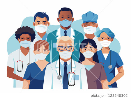 Medical team isolated on white background. 122340302