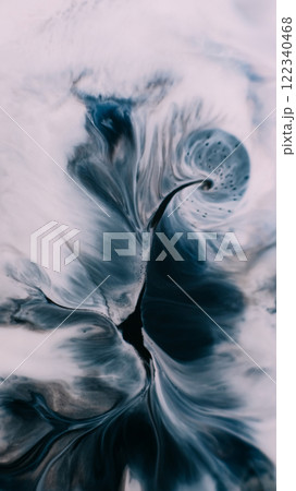 Ink blend. Paint pigment. Defocused blob spread white gray blue liquid surface. Blur dirty leak mix black wave abstract background. Ink blend. Paint pigment. Defocused blob spread white gray blue liquid surface. Blur dirty leak mix black wave abstract background. 122340468