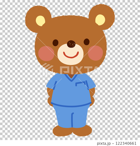 A bear doctor wearing scrubs 122340661