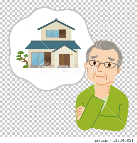 一位老人擔心管理自己的家 一位老人擔心買房子 122340851