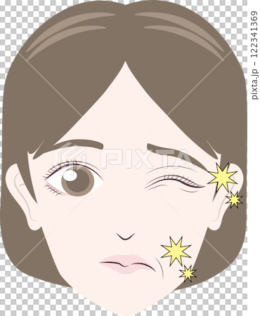 顔面神経痛で表情が変わる女性 122341369