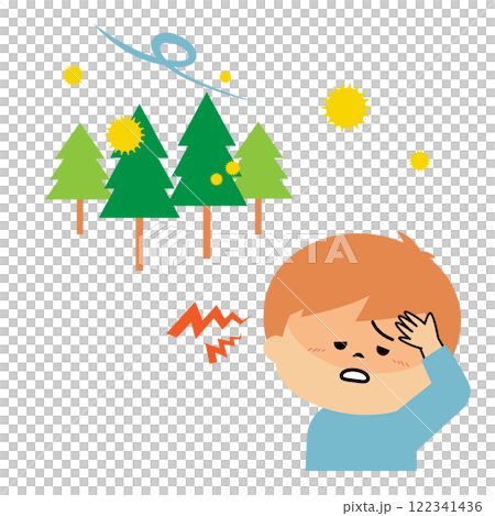 花粉症 頭痛の子供 イメージイラスト 花粉症 頭痛の子供 イメージイラスト 122341436