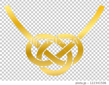 Vector illustration of golden abalone knot, awaji knot mizuhiki ribbon 122341506