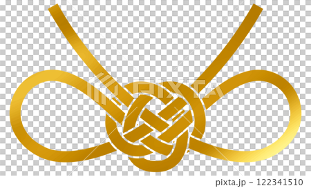 金色蝴蝶結 mizuhiki 絲帶的向量圖解 122341510