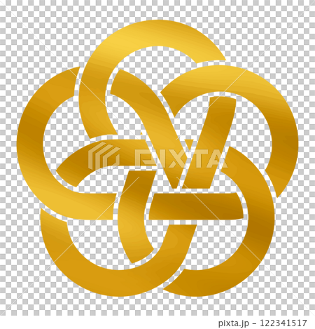 Vector illustration of golden plum-knotted Mizuhiki 122341517