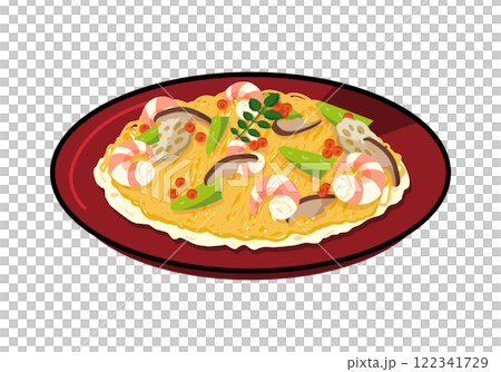 盤子上散壽司的插圖 122341729