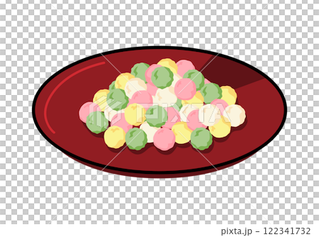 皿に盛ったひなあられのイラスト 皿に盛ったひなあられのイラスト 122341732