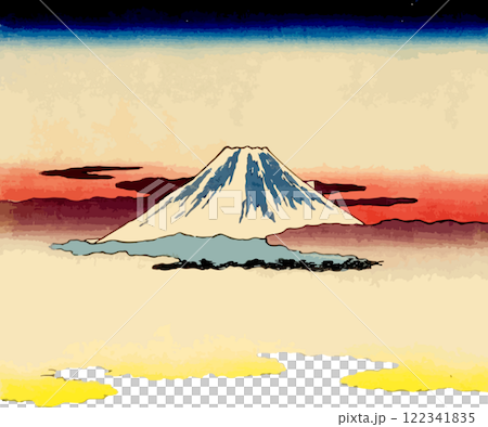 Fuji peeking from the sea of clouds 122341835