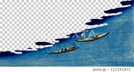 Riverbank with floating boats Riverbank with floating boats 122341872