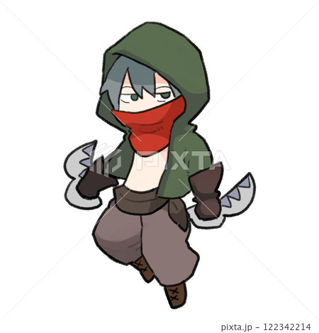 顔を隠した盗賊のイラスト 122342214