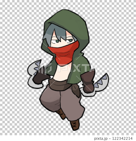 顔を隠した盗賊のイラスト 122342214