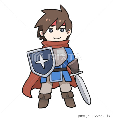 剣と盾を持った勇者のイラスト 122342215
