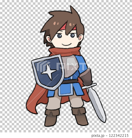 剣と盾を持った勇者のイラスト 122342215