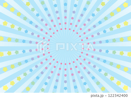 カラフルな星とサンバーストの背景素材 122342400