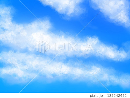 青空とふわふわの雲の背景 122342452