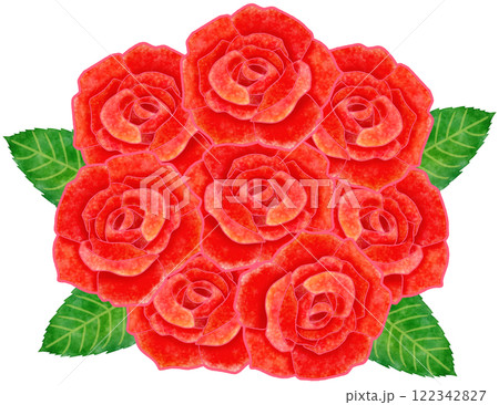 赤いバラの花束 おしゃれな薔薇の水彩イラスト 赤いバラの花束 おしゃれな薔薇の水彩イラスト 122342827