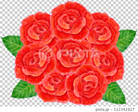 赤いバラの花束 おしゃれな薔薇の水彩イラスト 赤いバラの花束 おしゃれな薔薇の水彩イラスト 122342827