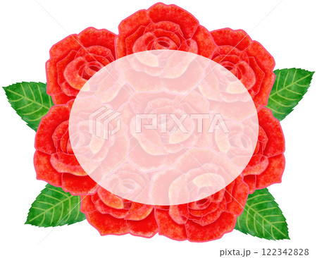 赤いバラ　おしゃれな薔薇のフレームイラスト 122342828