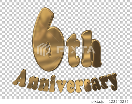 3DCG 人物「6th Anniversary/6 週年紀念標記閃光」金色、金色 122343285