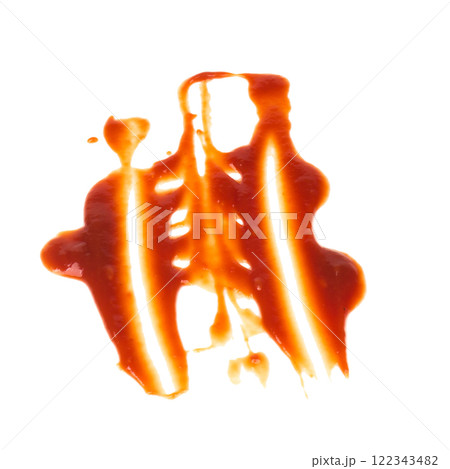 Red tomato sauce ketchup stains and smears 122343482