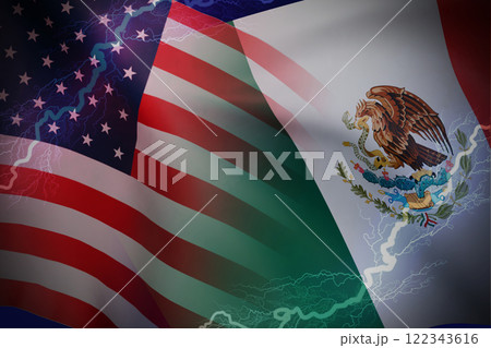 アメリカ メキシコ 国旗のイメージ アメリカ メキシコ 国旗のイメージ 122343616