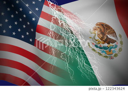 アメリカ メキシコ　国旗のイメージ 122343624
