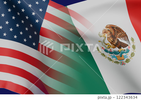 アメリカ メキシコ　国旗のイメージ 122343634