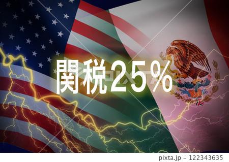 アメリカ メキシコ　国旗のイメージ 122343635