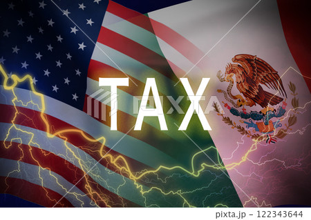 アメリカ メキシコ 国旗のイメージ 122343644