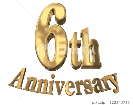 3DCG文字「6th Anniversary/6周年マークキラキラ」ゴールド,金 3DCG文字「6th Anniversary/6周年マークキラキラ」ゴールド,金 122343785