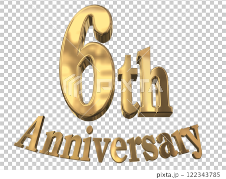 3DCG letters "6th Anniversary/6th Anniversary Mark Sparkling" Gold, Gold 3DCG letters "6th Anniversary/6th Anniversary Mark Sparkling" Gold, Gold 122343785