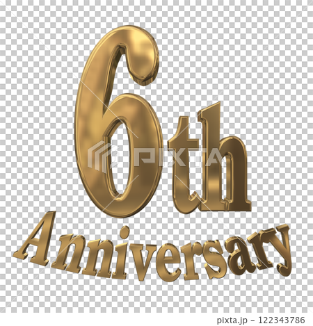 3DCG 人物「6th Anniversary/6 週年紀念標記閃光」金色、金色 122343786