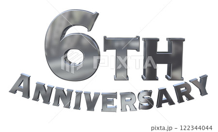 3DCG文字「6th Anniversary/6周年マークキラキラ」シルバー,銀 3DCG文字「6th Anniversary/6周年マークキラキラ」シルバー,銀 122344044