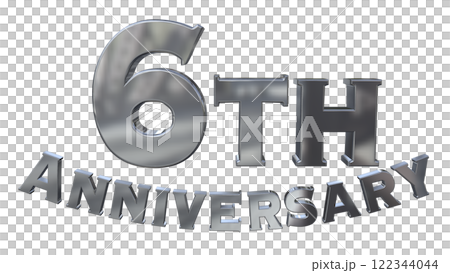 3DCG文字「6th Anniversary/6周年マークキラキラ」シルバー,銀 3DCG文字「6th Anniversary/6周年マークキラキラ」シルバー,銀 122344044