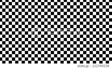 白黒の市松文様、チェス盤 122344236