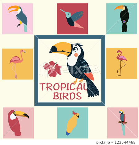 Set icons of Exotic tropical birds o 122344469