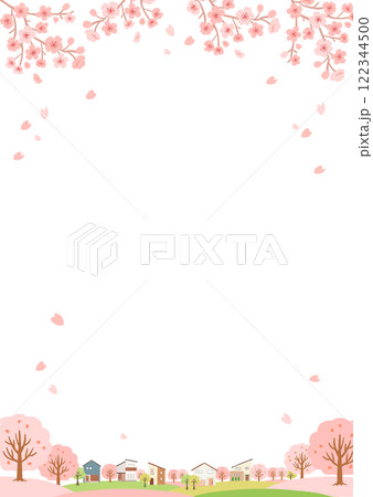 桜の季節の街の風景のイラスト 背景素材 桜の季節の街の風景のイラスト 背景素材 122344500