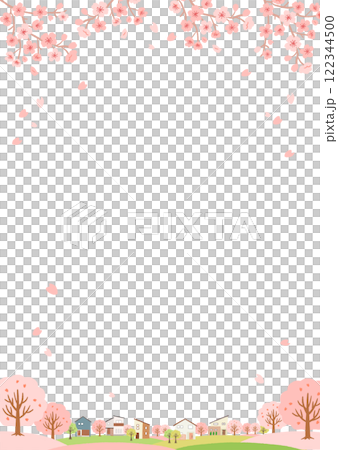 桜の季節の街の風景のイラスト 背景素材 桜の季節の街の風景のイラスト 背景素材 122344500
