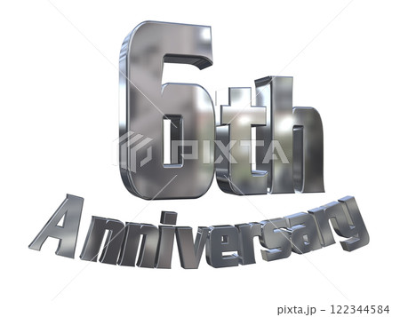 3DCG文字「6th Anniversary/6周年マークキラキラ」シルバー,銀 3DCG文字「6th Anniversary/6周年マークキラキラ」シルバー,銀 122344584